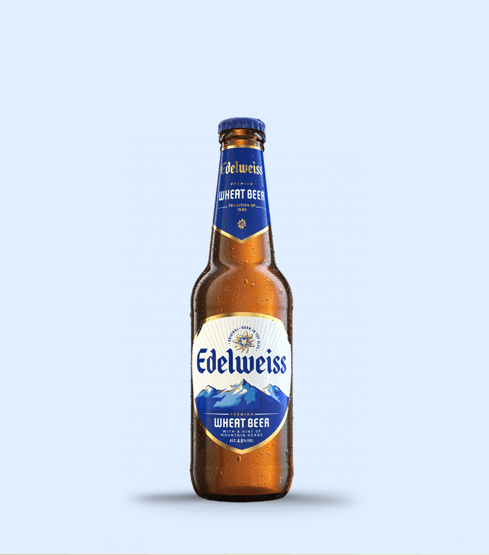 Edelweiss Bottle Homepage Blue Background New Bottle